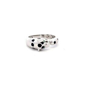 925 Sterling Silver Ring Panther Green Cubic Zirconia Size 5